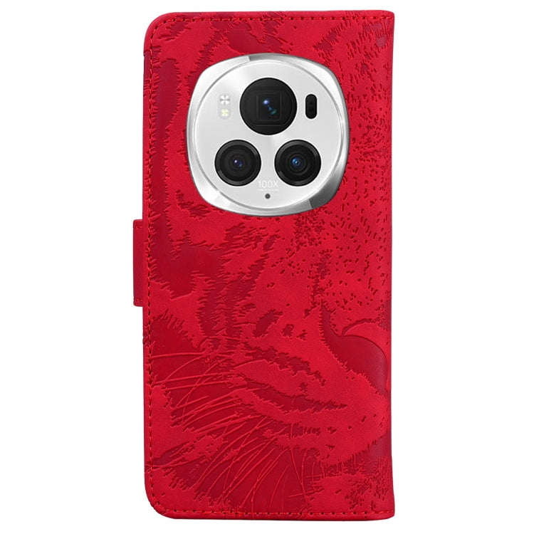 For Honor Magic6 Pro Tiger Embossing Pattern Flip Leather Phone Case(Red)