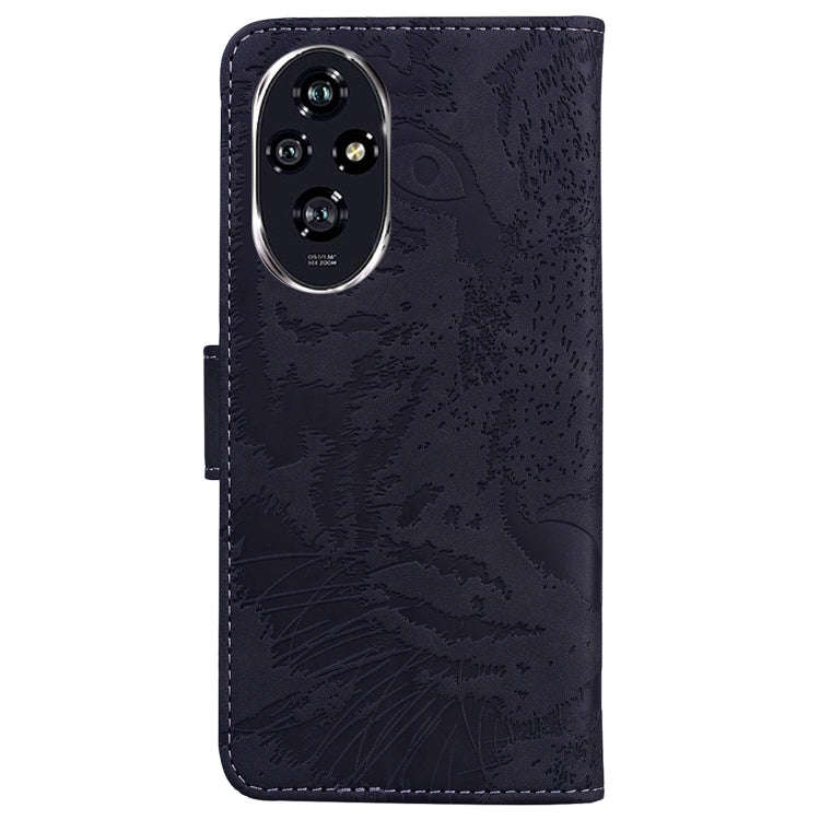 For Honor 200 Tiger Embossing Pattern Flip Leather Phone Case(Black)