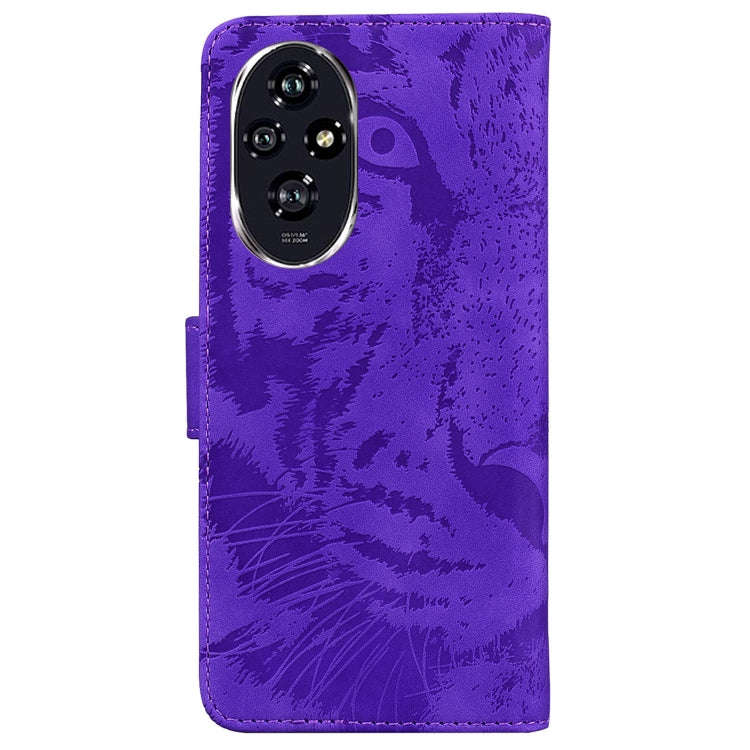 For Honor 200 Tiger Embossing Pattern Flip Leather Phone Case(Purple)