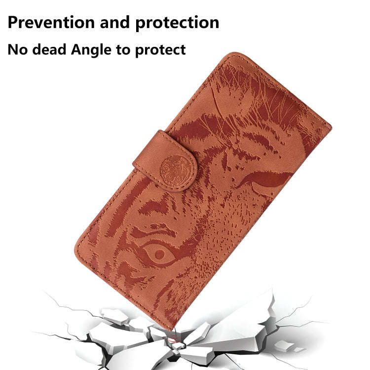 For Honor 200 Tiger Embossing Pattern Flip Leather Phone Case(Brown)