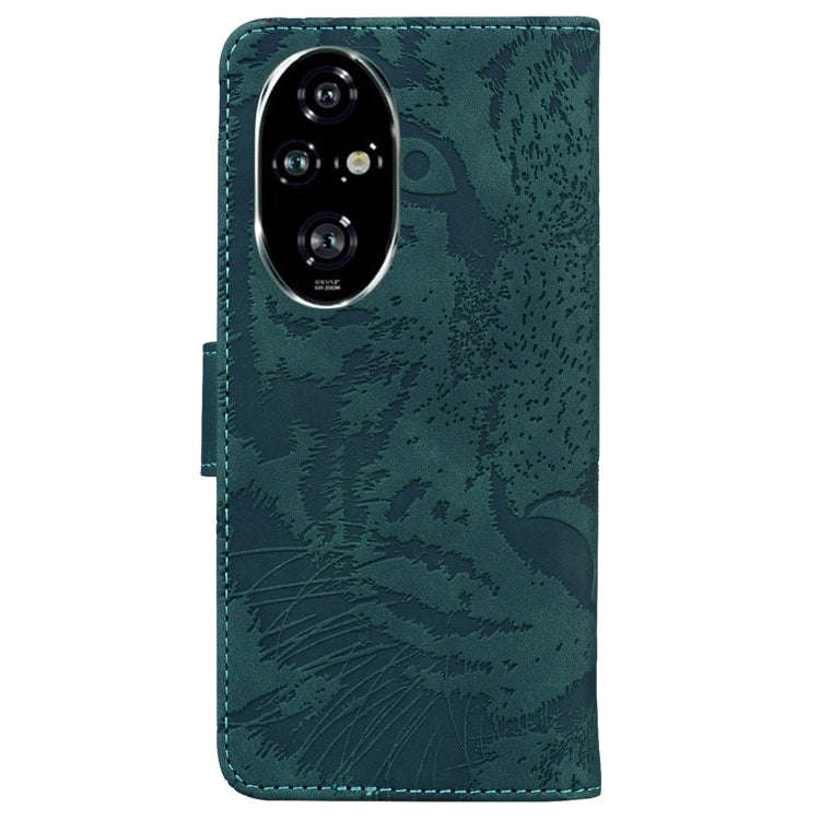 For Honor 200 Pro Tiger Embossing Pattern Flip Leather Phone Case(Green)