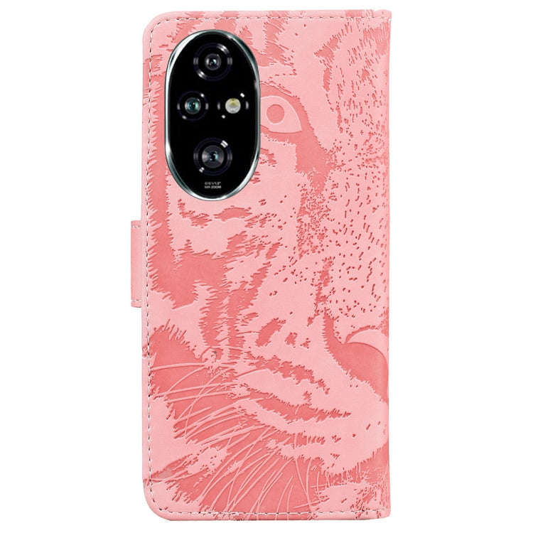 For Honor 200 Pro Tiger Embossing Pattern Flip Leather Phone Case(Pink)