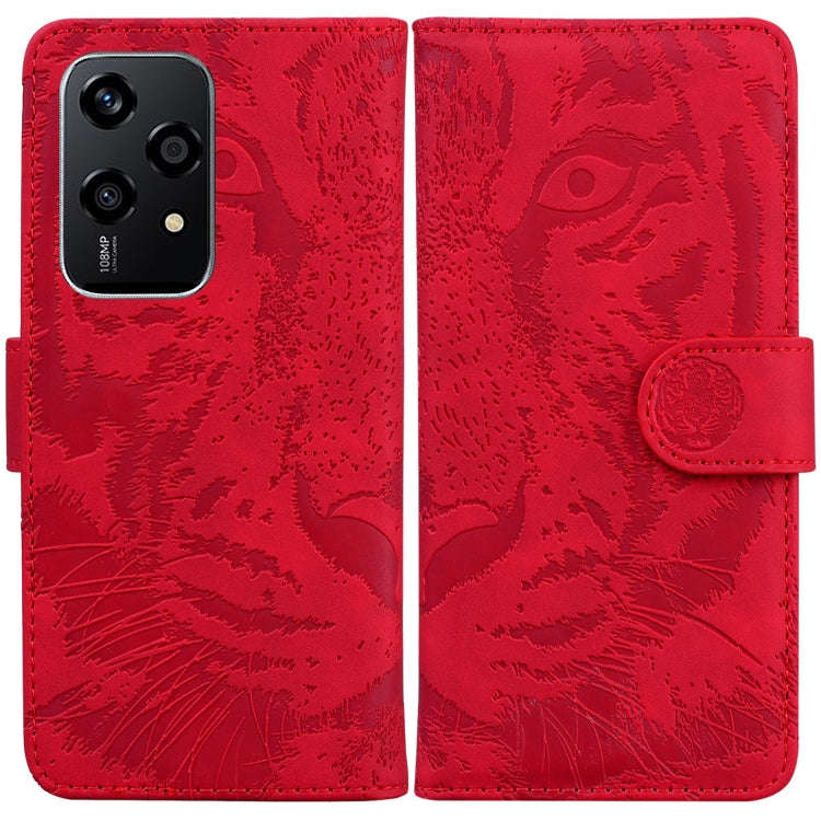 For Honor 200 Lite Global Tiger Embossing Pattern Flip Leather Phone Case(Red)