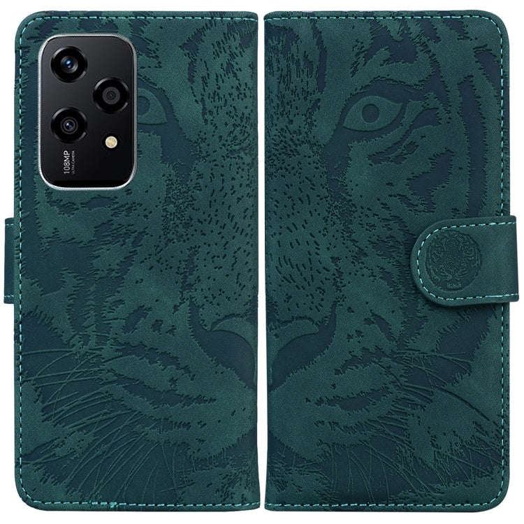 For Honor 200 Lite Global Tiger Embossing Pattern Flip Leather Phone Case(Green)