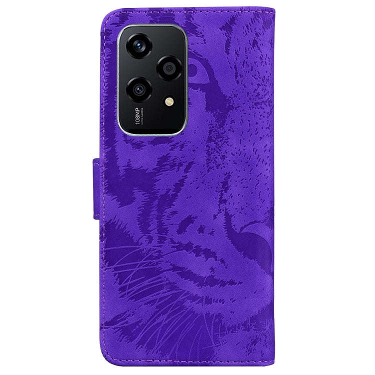 For Honor 200 Lite Global Tiger Embossing Pattern Flip Leather Phone Case(Purple)