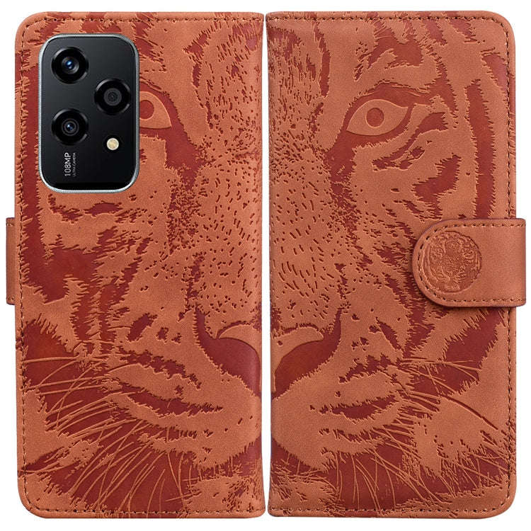 For Honor 200 Lite Global Tiger Embossing Pattern Flip Leather Phone Case(Brown)