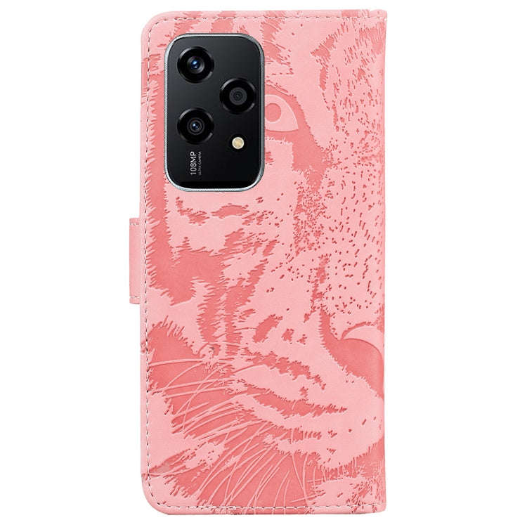For Honor 200 Lite Global Tiger Embossing Pattern Flip Leather Phone Case(Pink)