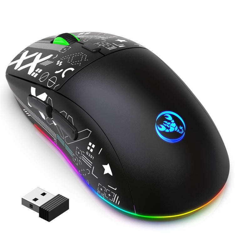HXSJ T90 RGB Light Three-mode Wireless Gaming Mouse(Black)