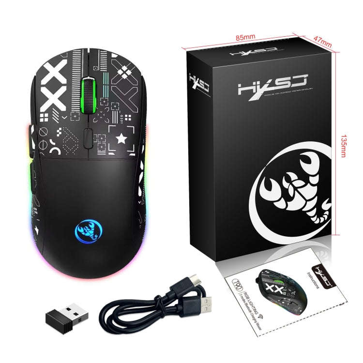 HXSJ T90 RGB Light Three-mode Wireless Gaming Mouse(Black)