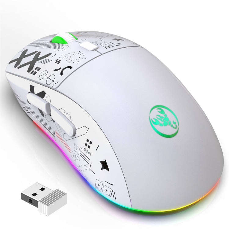 HXSJ T90 RGB Light Three-mode Wireless Gaming Mouse(White)