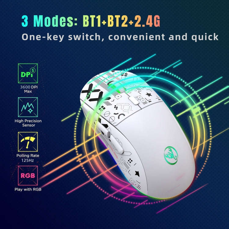 HXSJ T90 RGB Light Three-mode Wireless Gaming Mouse(Black)