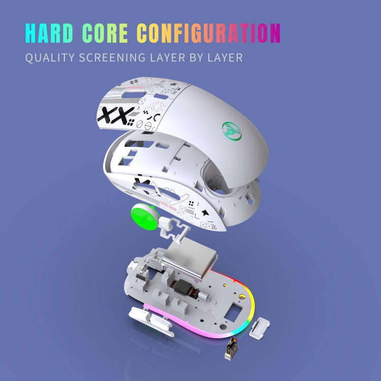 HXSJ T90 RGB Light Three-mode Wireless Gaming Mouse(White)