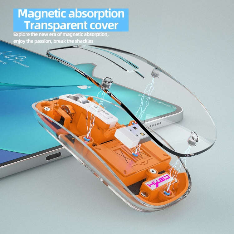 HXSJ T900 Transparent Magnet Three-mode Wireless Gaming Mouse(Blue)