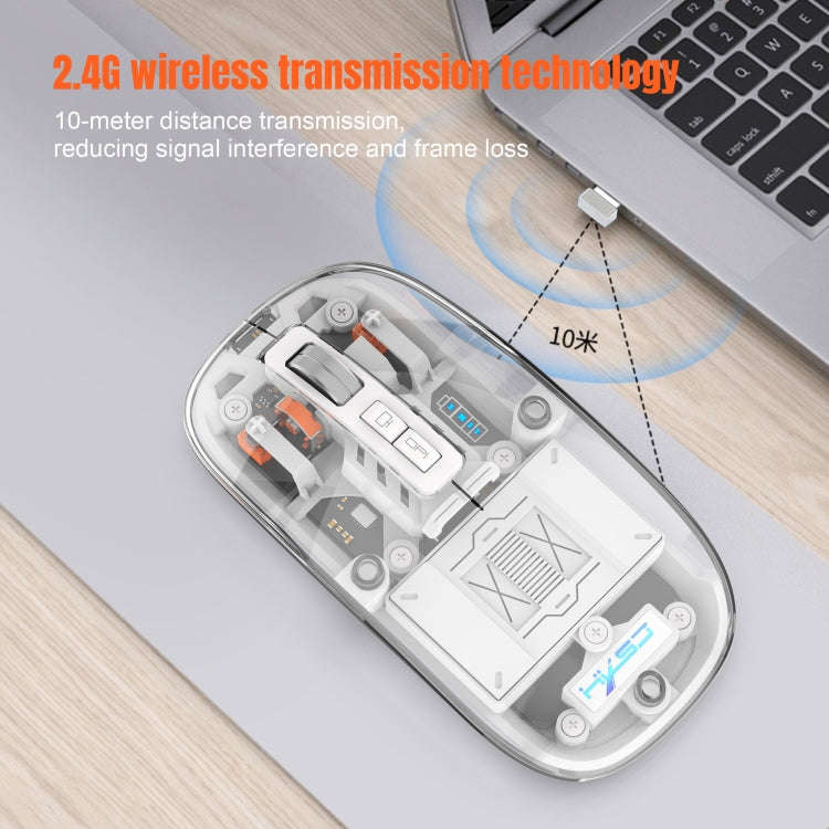 HXSJ T900 Transparent Magnet Three-mode Wireless Gaming Mouse(Blue)