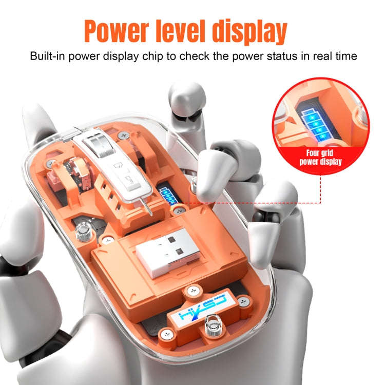HXSJ T900 Transparent Magnet Three-mode Wireless Gaming Mouse(Orange)