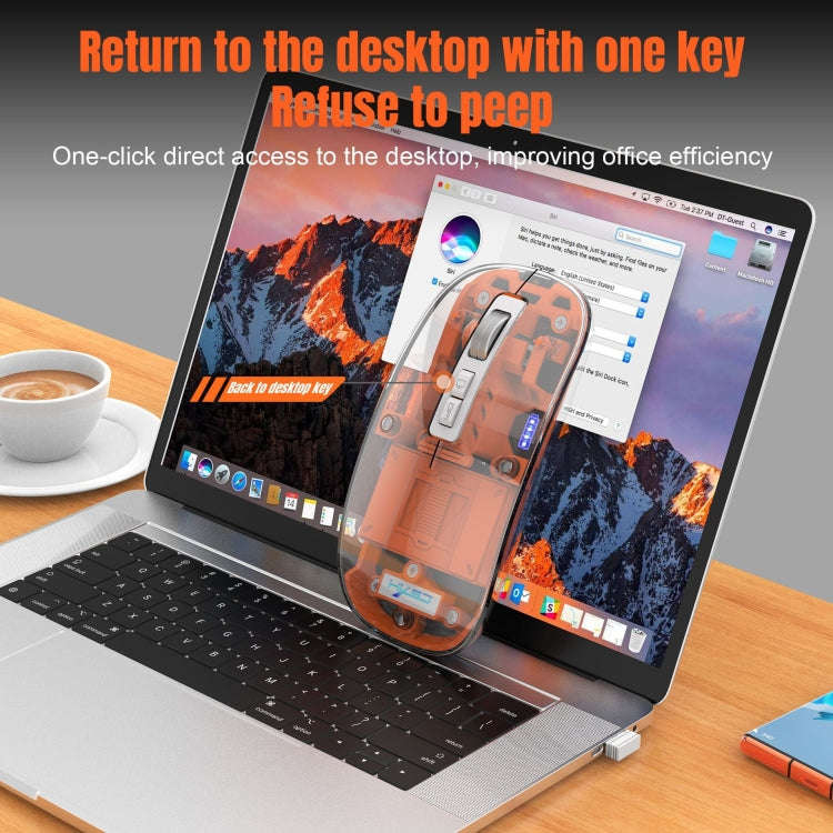 HXSJ T900 Transparent Magnet Three-mode Wireless Gaming Mouse(Orange)