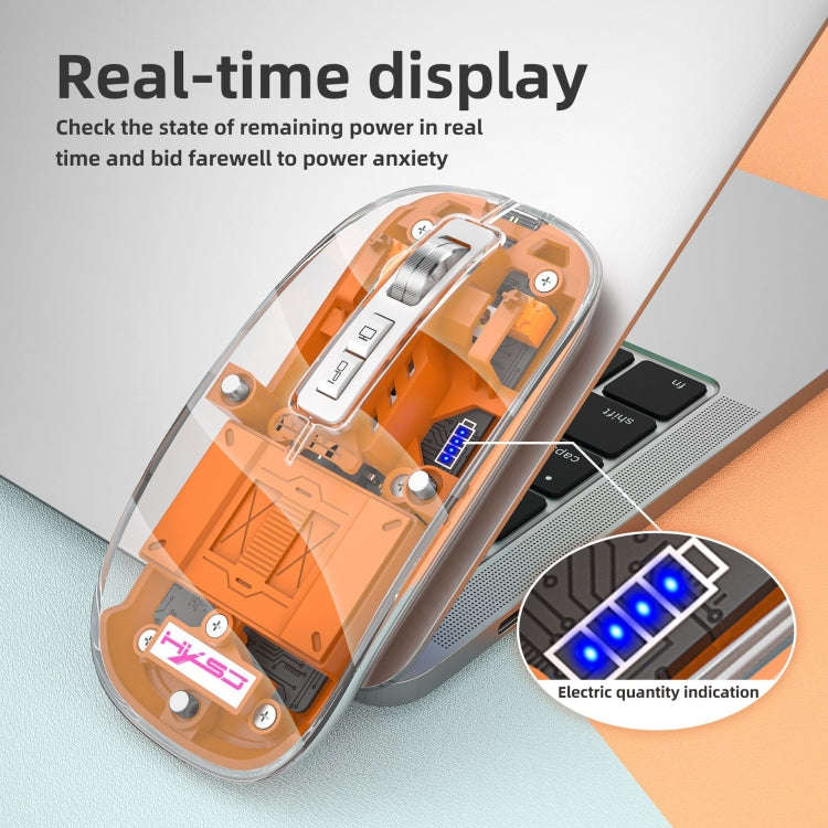 HXSJ T900 Transparent Magnet Three-mode Wireless Gaming Mouse(Blue)