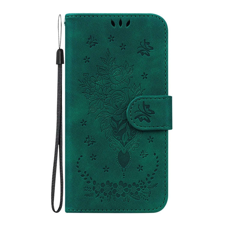 For Honor Magic6 Pro Butterfly Rose Embossed Leather Phone Case(Green)