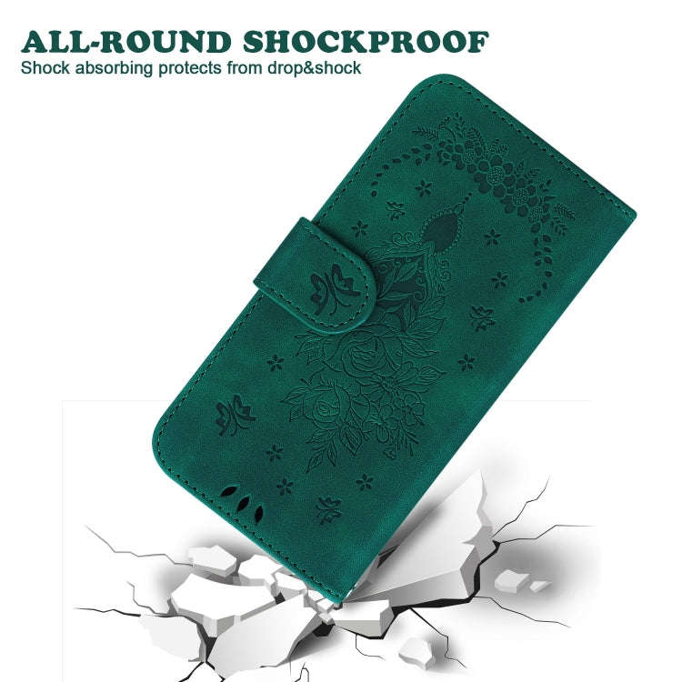 For Honor Magic6 Pro Butterfly Rose Embossed Leather Phone Case(Green)