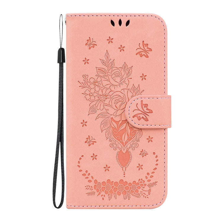 For Honor Magic6 Pro Butterfly Rose Embossed Leather Phone Case(Pink)