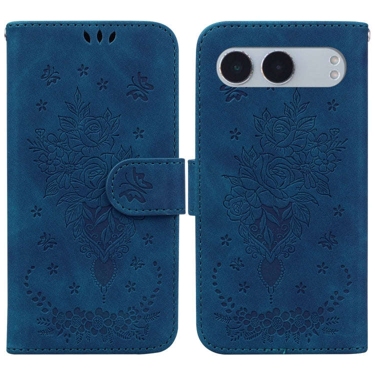 For OnePlus Nord 4 Butterfly Rose Embossed Leather Phone Case(Blue)