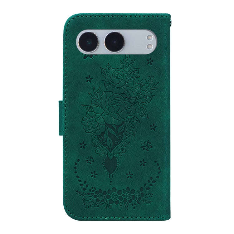 For OnePlus Nord 4 Butterfly Rose Embossed Leather Phone Case(Green)