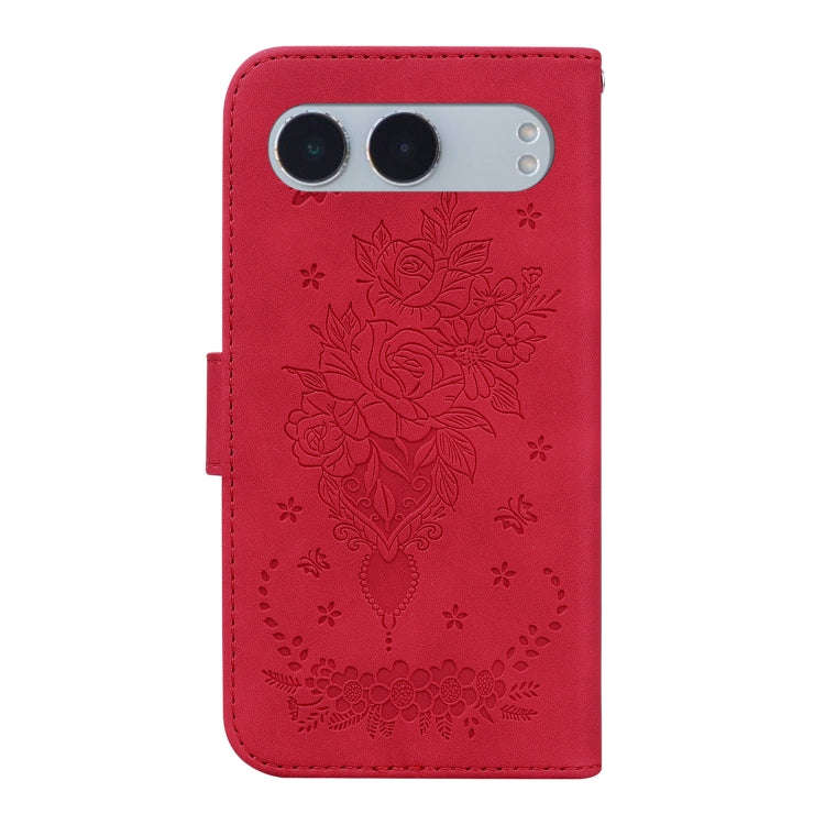 For OnePlus Nord 4 Butterfly Rose Embossed Leather Phone Case(Red)