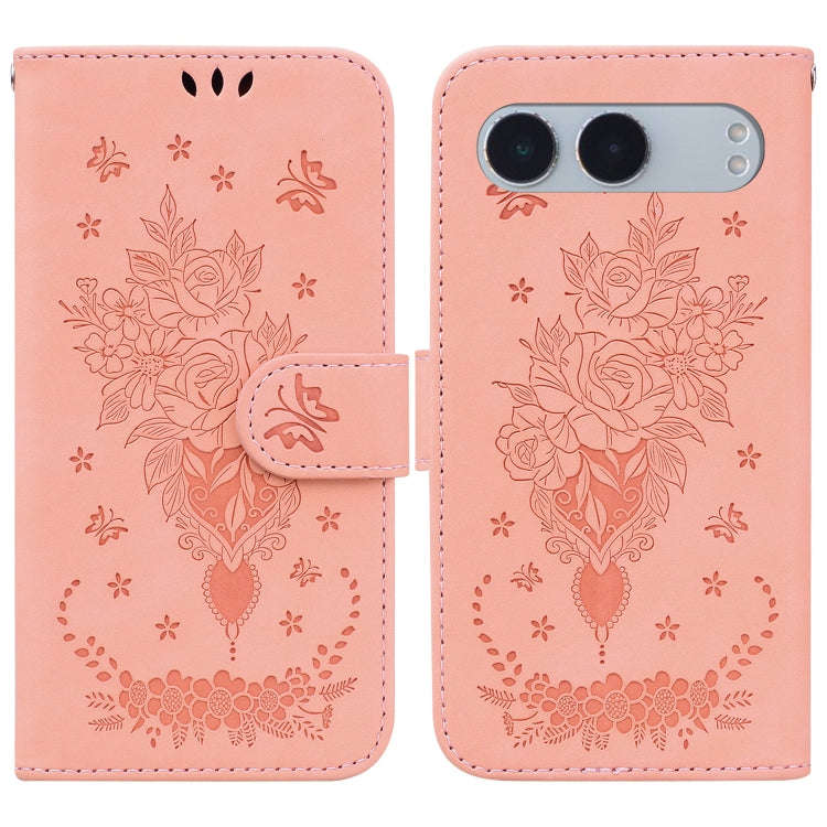 For OnePlus Nord 4 Butterfly Rose Embossed Leather Phone Case(Pink)