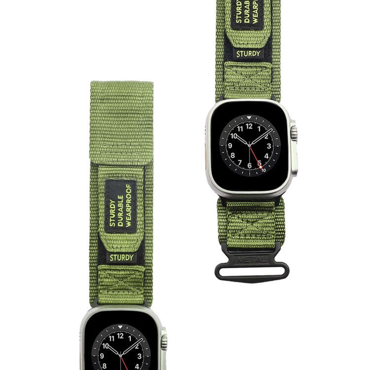 For Apple Watch Series 8 41mm AW Nylon Two-Section Watch Band(Army Green)