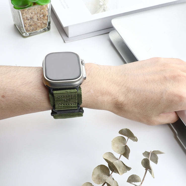For Apple Watch Series 8 41mm AW Nylon Two-Section Watch Band(Army Green)