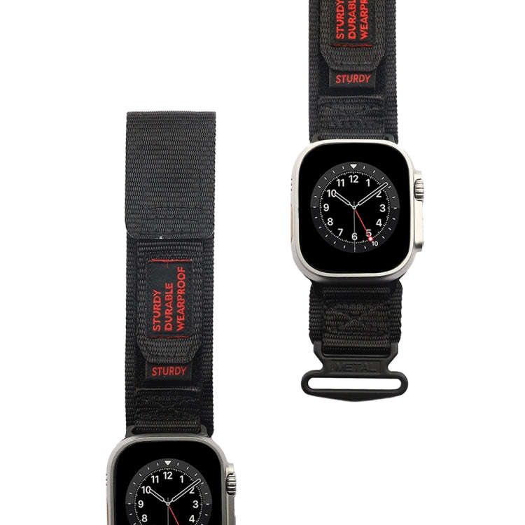 For Apple Watch Ultra 2 49mm AW Nylon Two-Section Watch Band(Black)