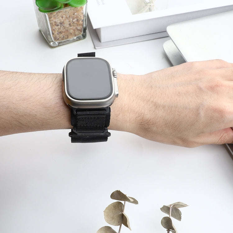 For Apple Watch Ultra 2 49mm AW Nylon Two-Section Watch Band(Black)