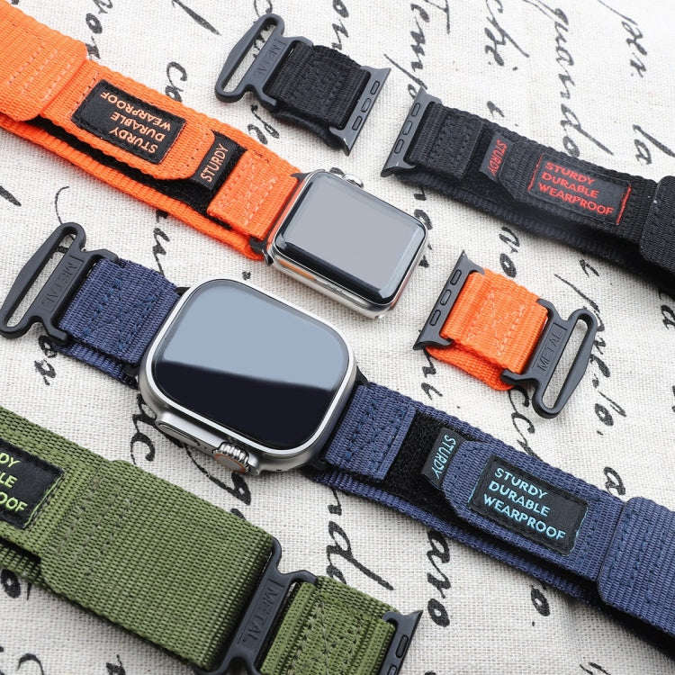For Apple Watch Series 8 45mm AW Nylon Two-Section Watch Band(Blue)