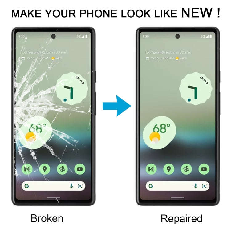 For Google Pixel 6a Front Screen Outer Glass Lens with OCA Optically Clear Adhesive