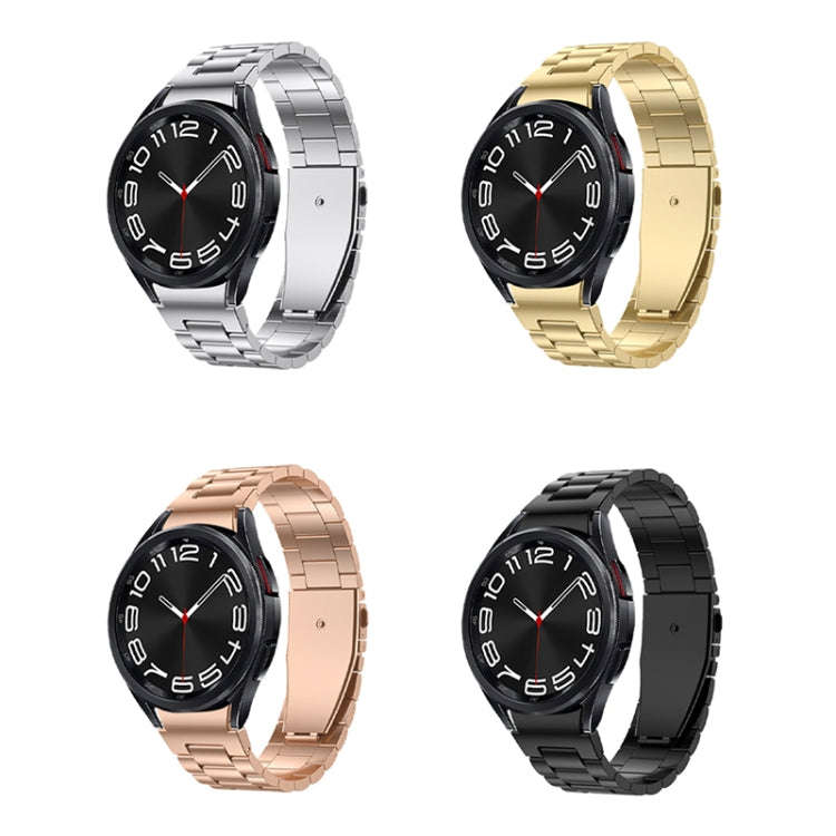 For Samsung Galaxy Watch 6 Three Strains Metal Watch Band(Gold)