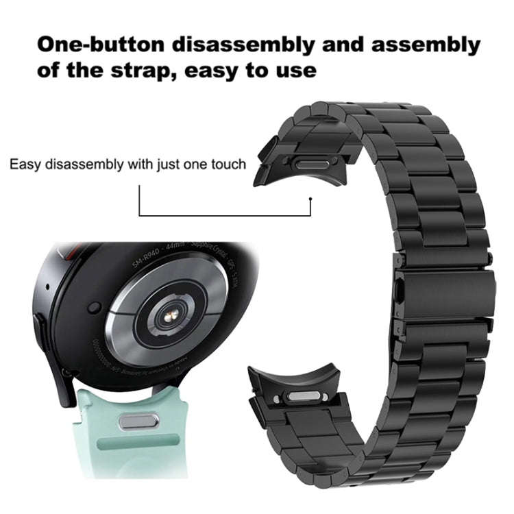 For Samsung Galaxy Watch 6 Three Strains Metal Watch Band(Gold)