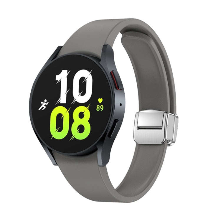 For Samsung Galaxy Watch 6 Magnetic Folding Silver Buckle Silicone Watch Band(Grey)