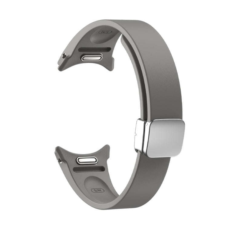 For Samsung Galaxy Watch 6 Magnetic Folding Silver Buckle Silicone Watch Band(Grey)