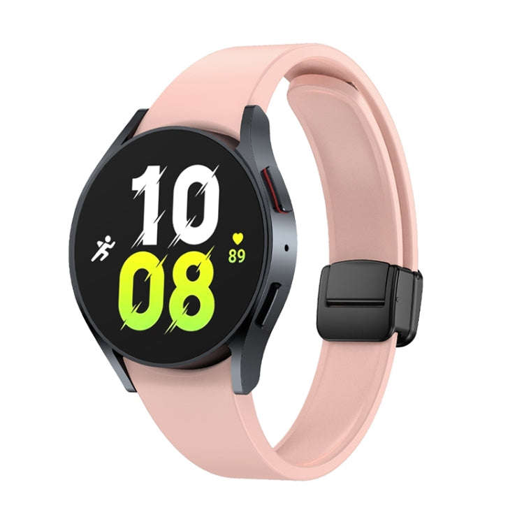 For Samsung Galaxy Watch 6 Magnetic Folding Black Buckle Silicone Watch Band(Pink)