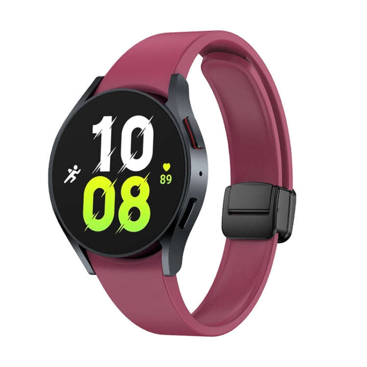 For Samsung Galaxy Watch 6 Magnetic Folding Black Buckle Silicone Watch Band(Wine Red)