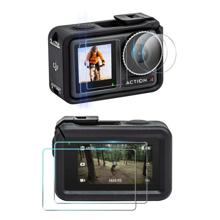For DJI Osmo Action 4 STARTRC 3 in 1 Lens Protector Front and Rear Screen Tempered Glass Films(2 ...