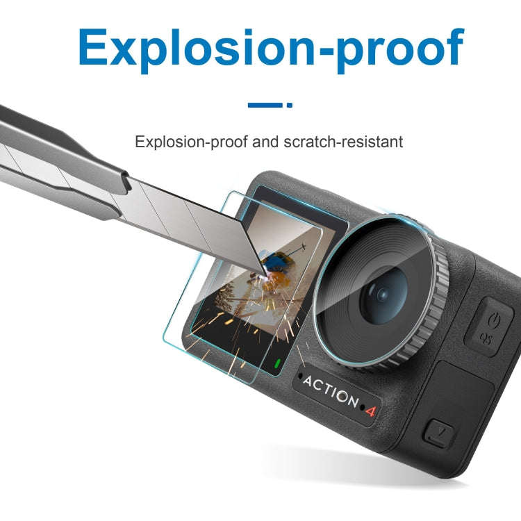 For DJI Osmo Action 4 STARTRC 3 in 1 Lens Protector Front and Rear Screen Tempered Glass Films(2 ...