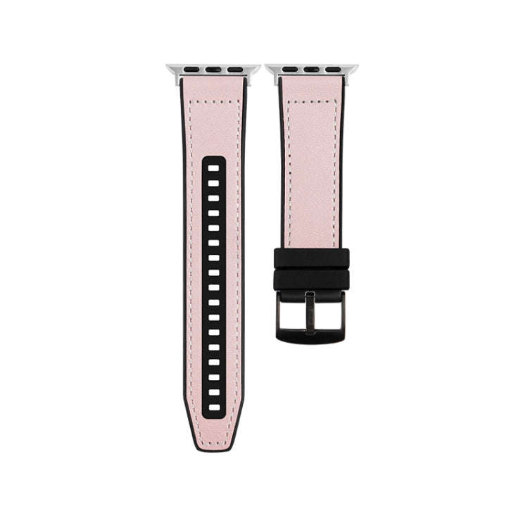 For Apple Watch Ultra 2 49mm Hybrid Leather Silicone Watch Band(Pink)