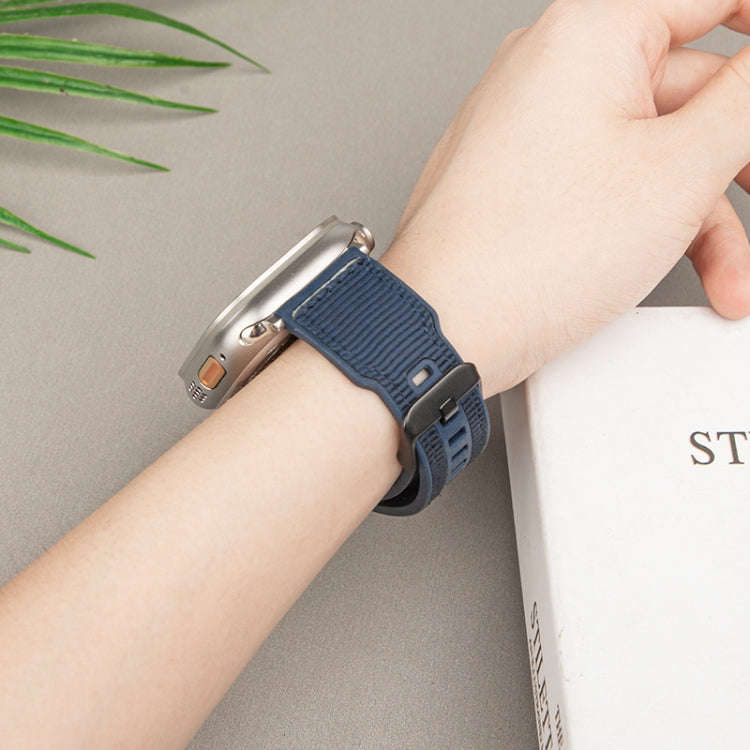 For Apple Watch Series 4 40mm Hybrid Braid Nylon Silicone Watch Band(Blue)