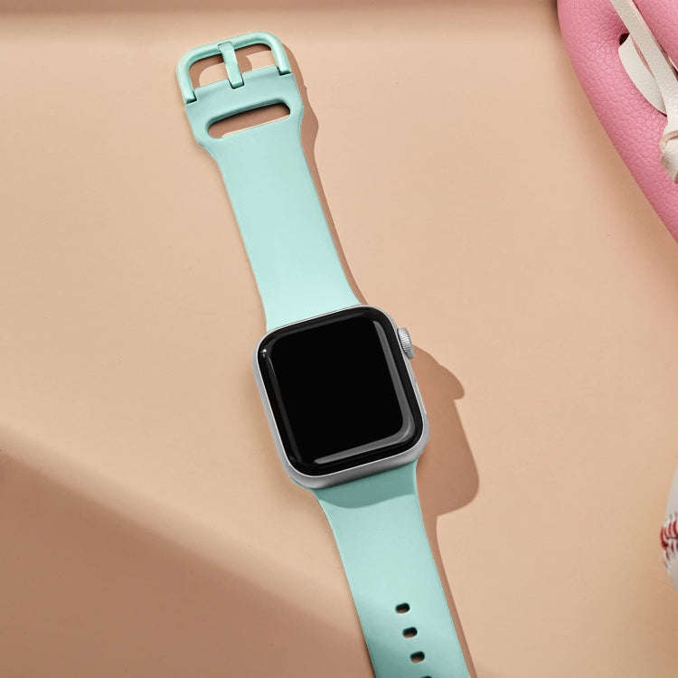 For Apple Watch Ultra 49mm Pin Buckle Silicone Watch Band(Mint Green)