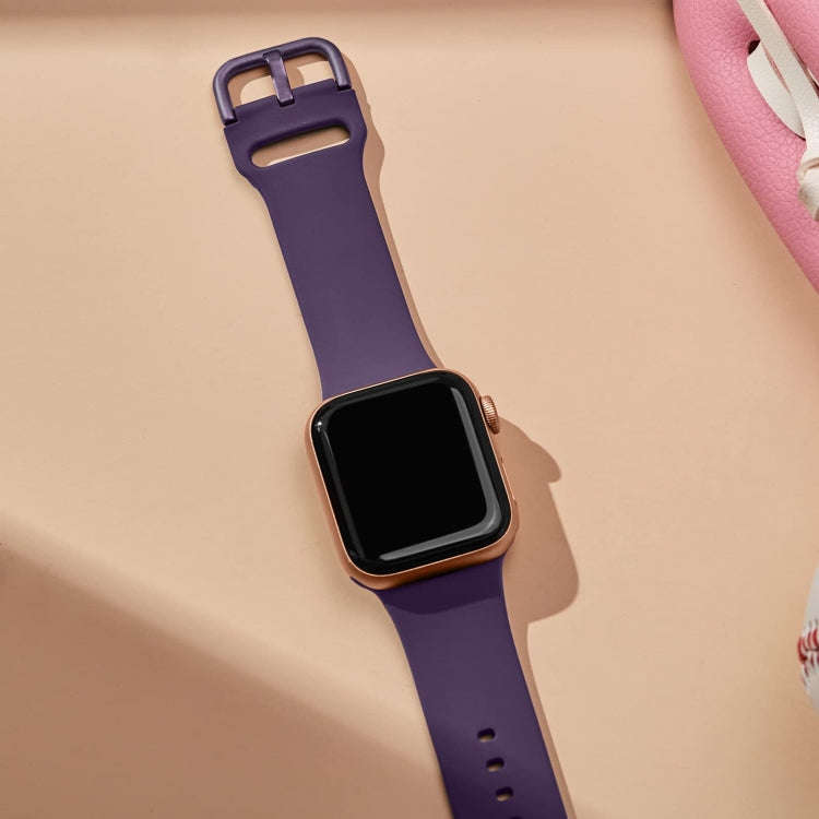 For Apple Watch Ultra 49mm Pin Buckle Silicone Watch Band(Dark Purple)