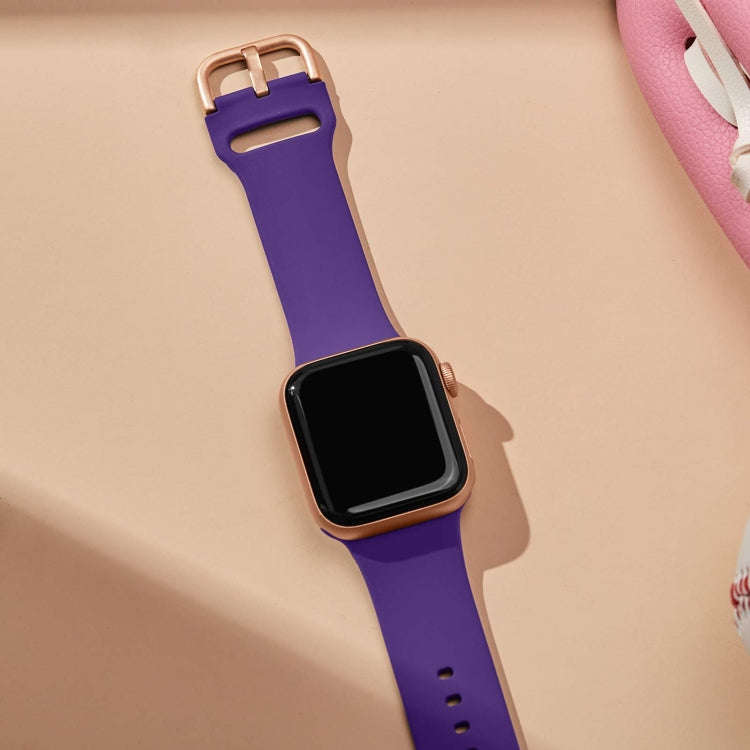For Apple Watch Series 8 41mm Pin Buckle Silicone Watch Band(Purple)