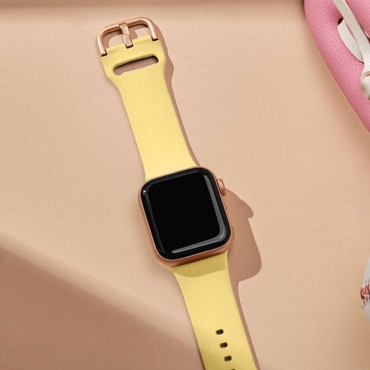 For Apple Watch Series 8 41mm Pin Buckle Silicone Watch Band(Yellow)