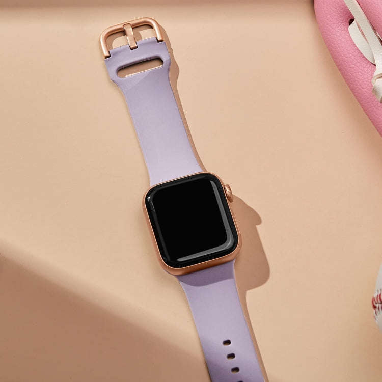 For Apple Watch Series 8 45mm Pin Buckle Silicone Watch Band(Baby Purple)