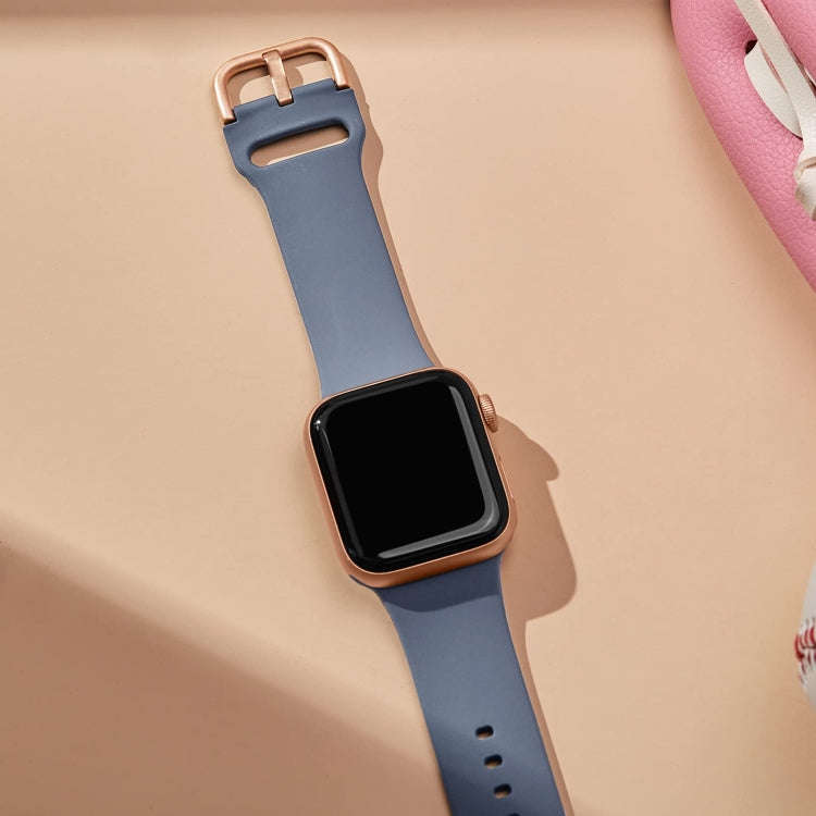 For Apple Watch Series 8 45mm Pin Buckle Silicone Watch Band(Blue Grey)